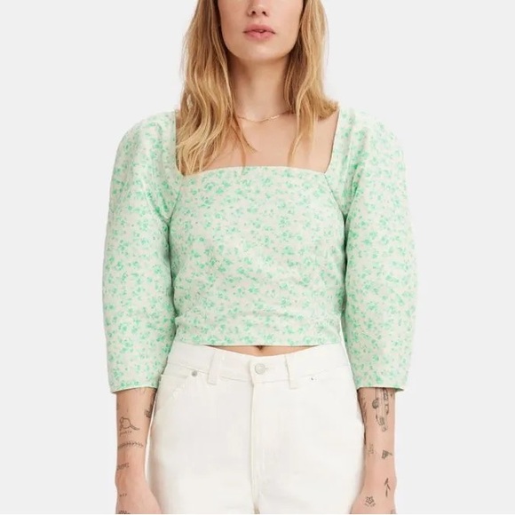 Levi's Tops - New Women’s Levi’s Yvie Puff Sleeve Crop Blouse A3378-0001